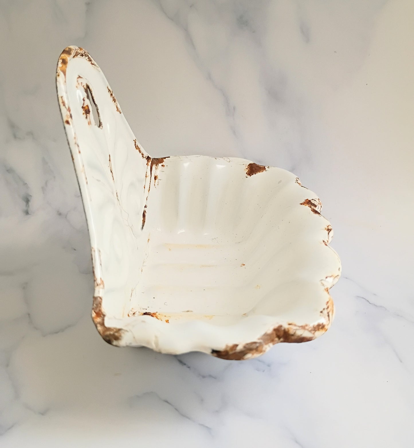 Vintage French White Enamel Soap Dish