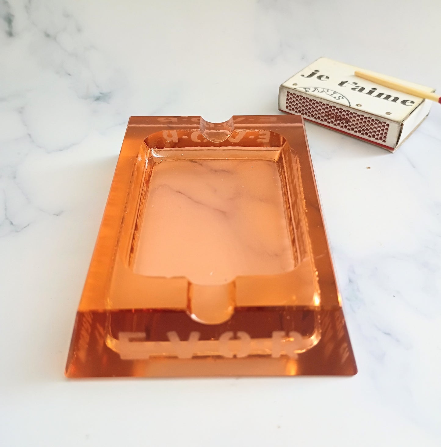 Vintage Paris Amber Glass Ashtray