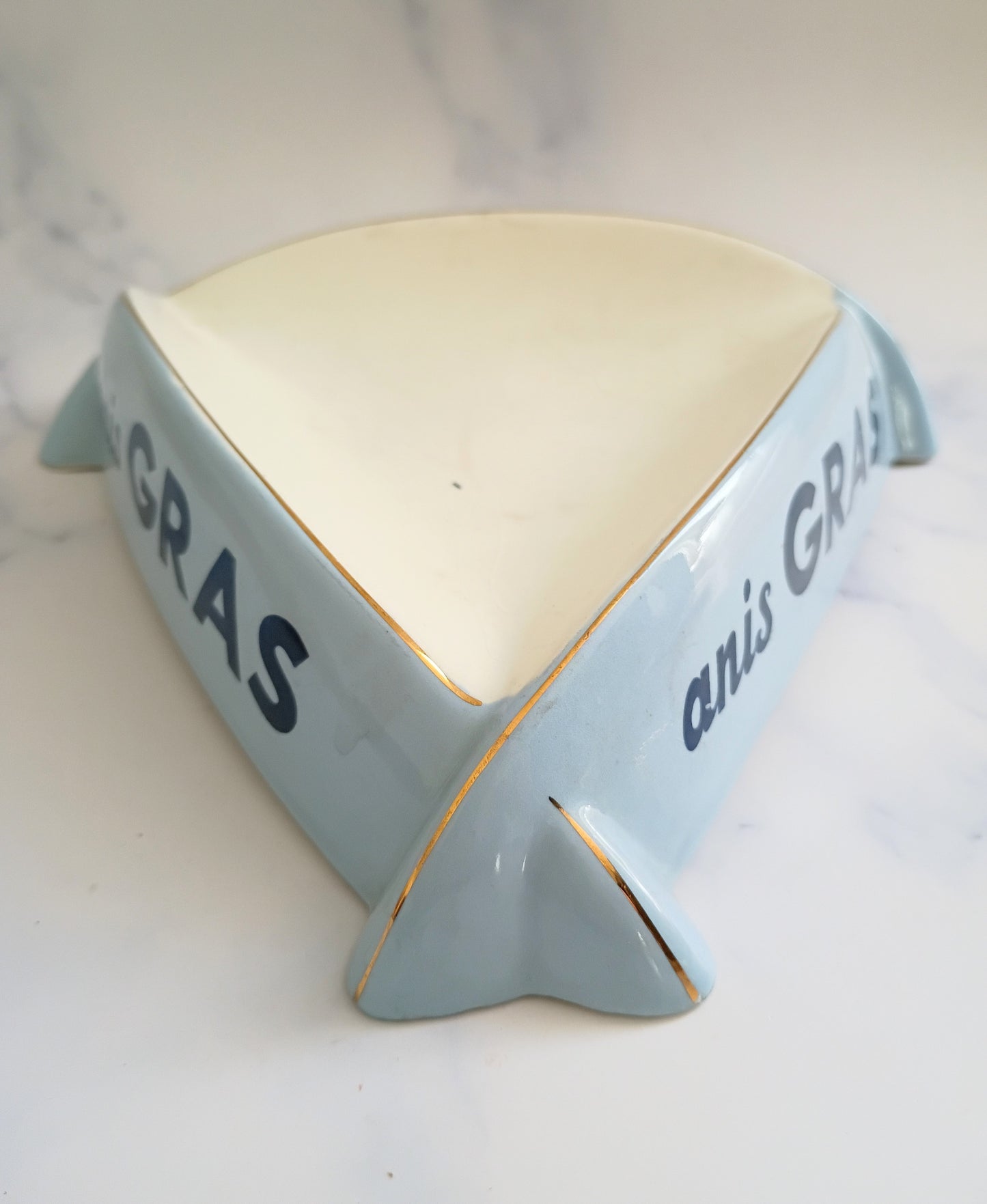 Vintage French Blue Anis Gras Advertising Ashtray