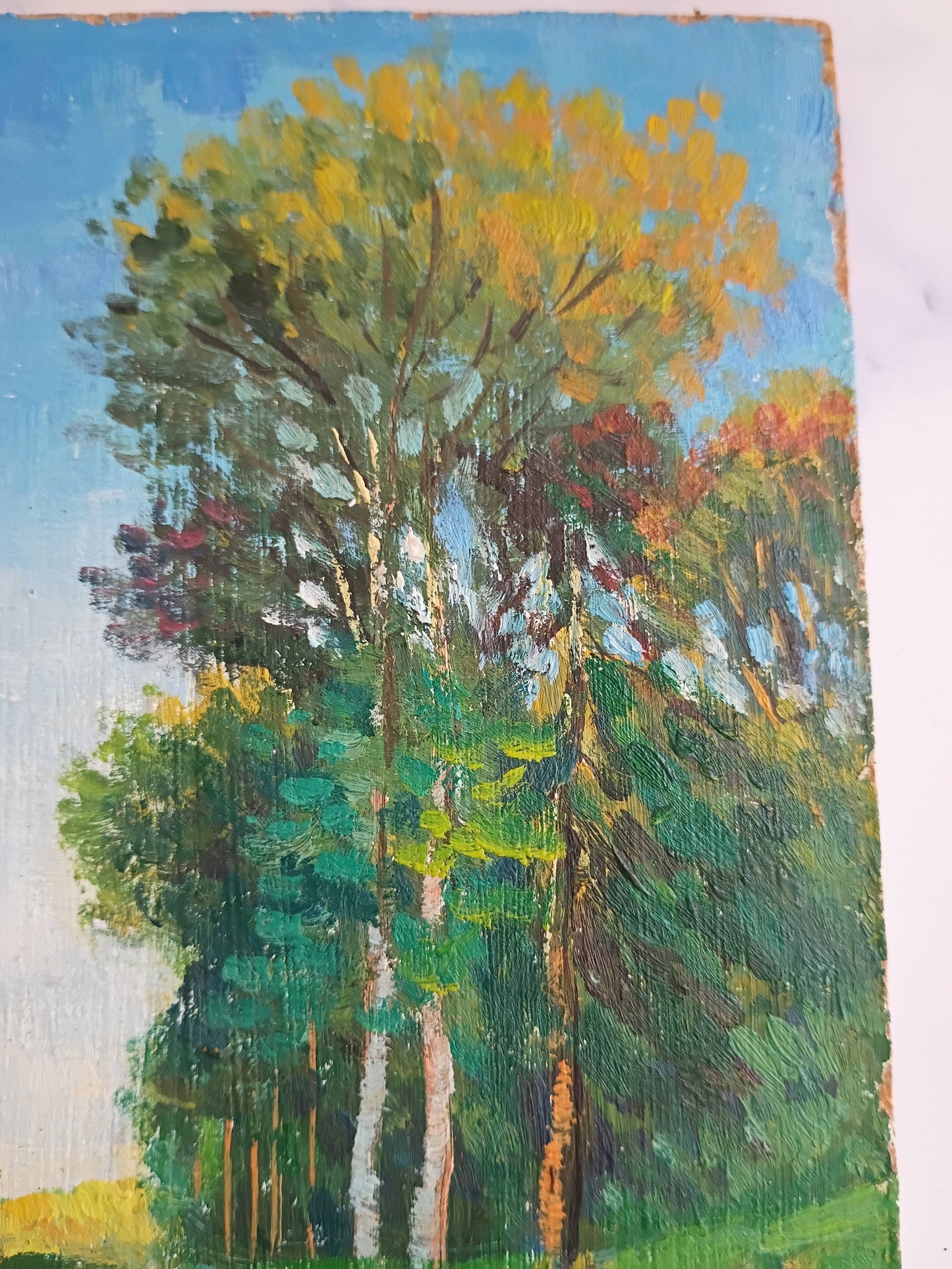 French Vintage Oil Painting- Country Road in the Forest