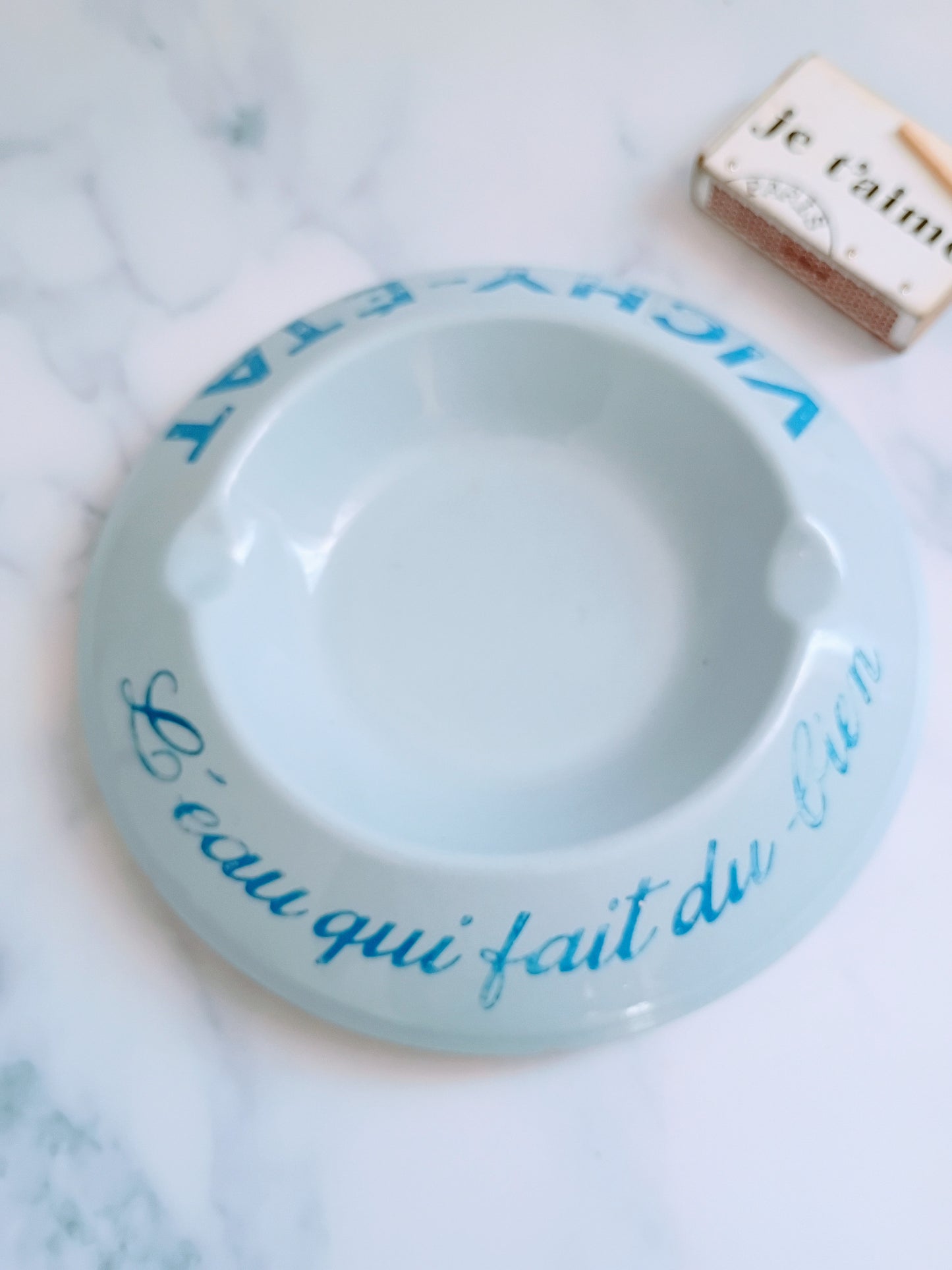 Vintage French Light Blue Vichy Etat Ashtray