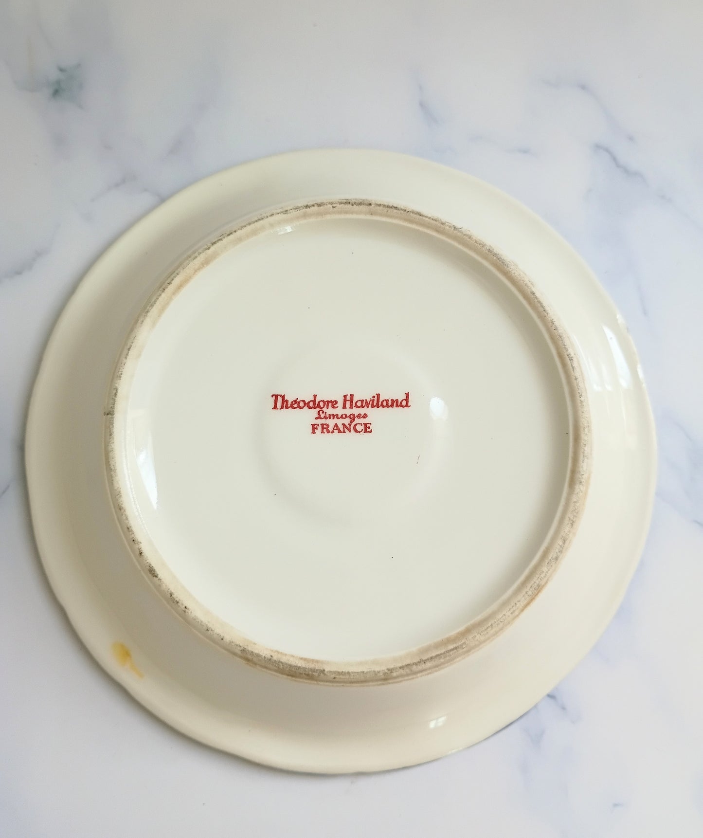 Vintage French Francs Blue Rim Bistro Saucer 5"