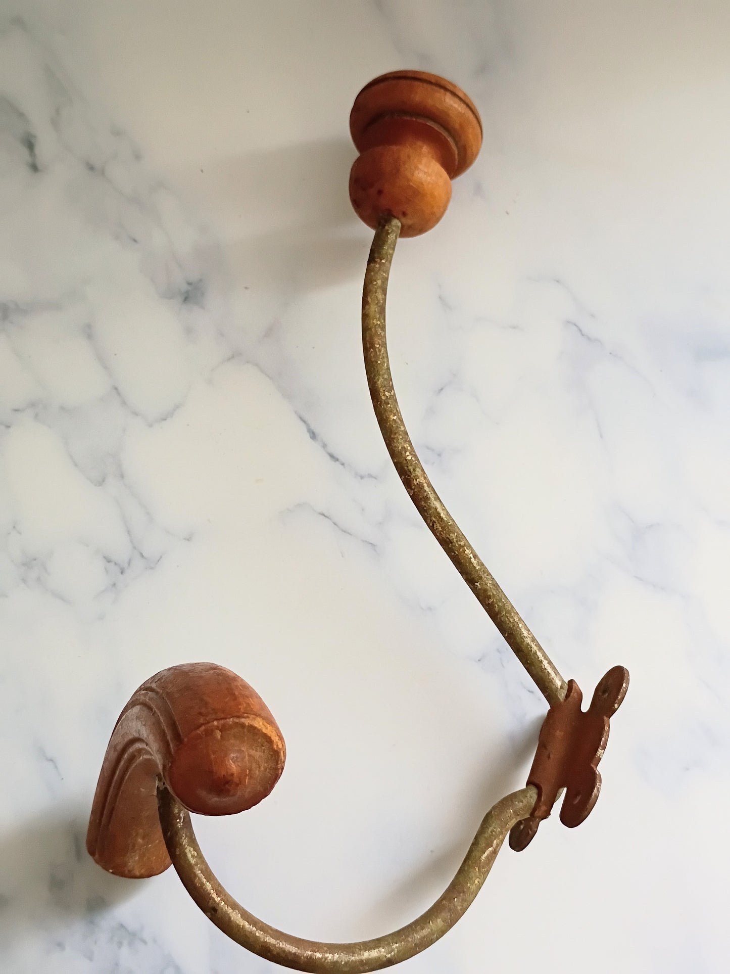 Vintage French Wood & Metal Coat Hook N°9