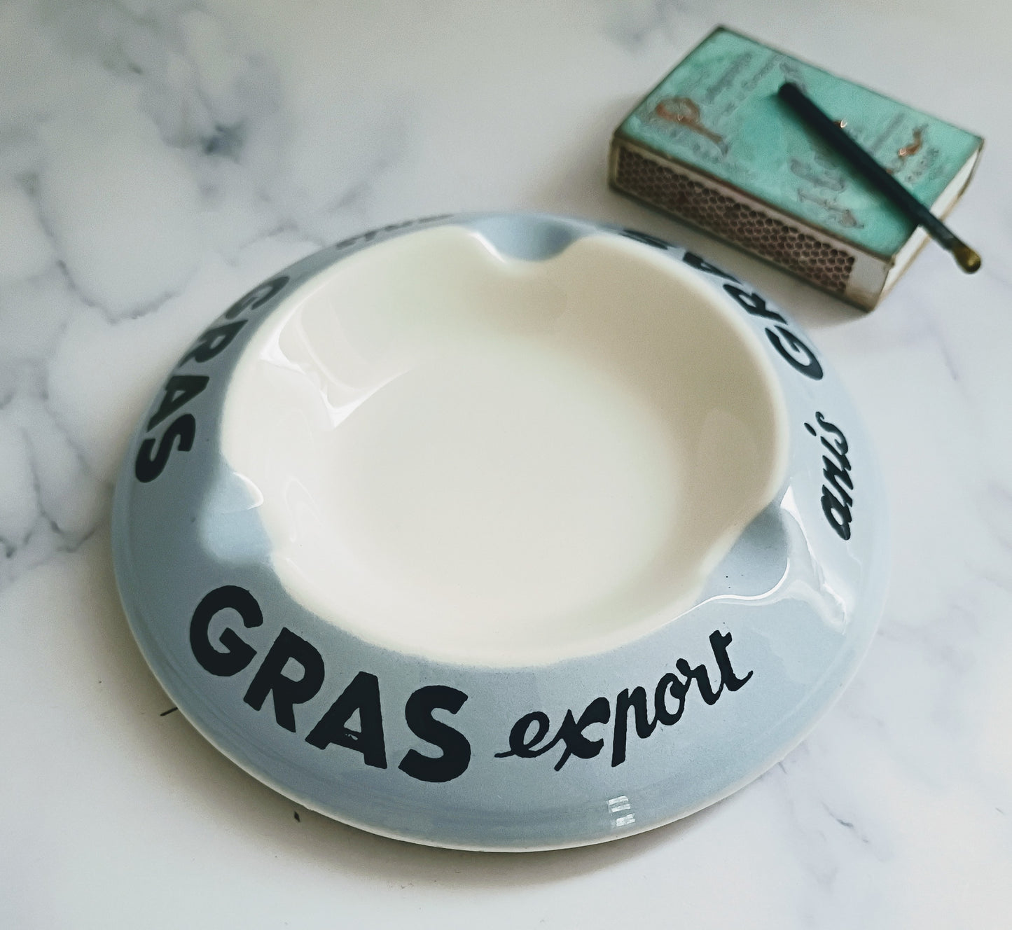 Vintage French Light Blue Anis Gras Ashtray