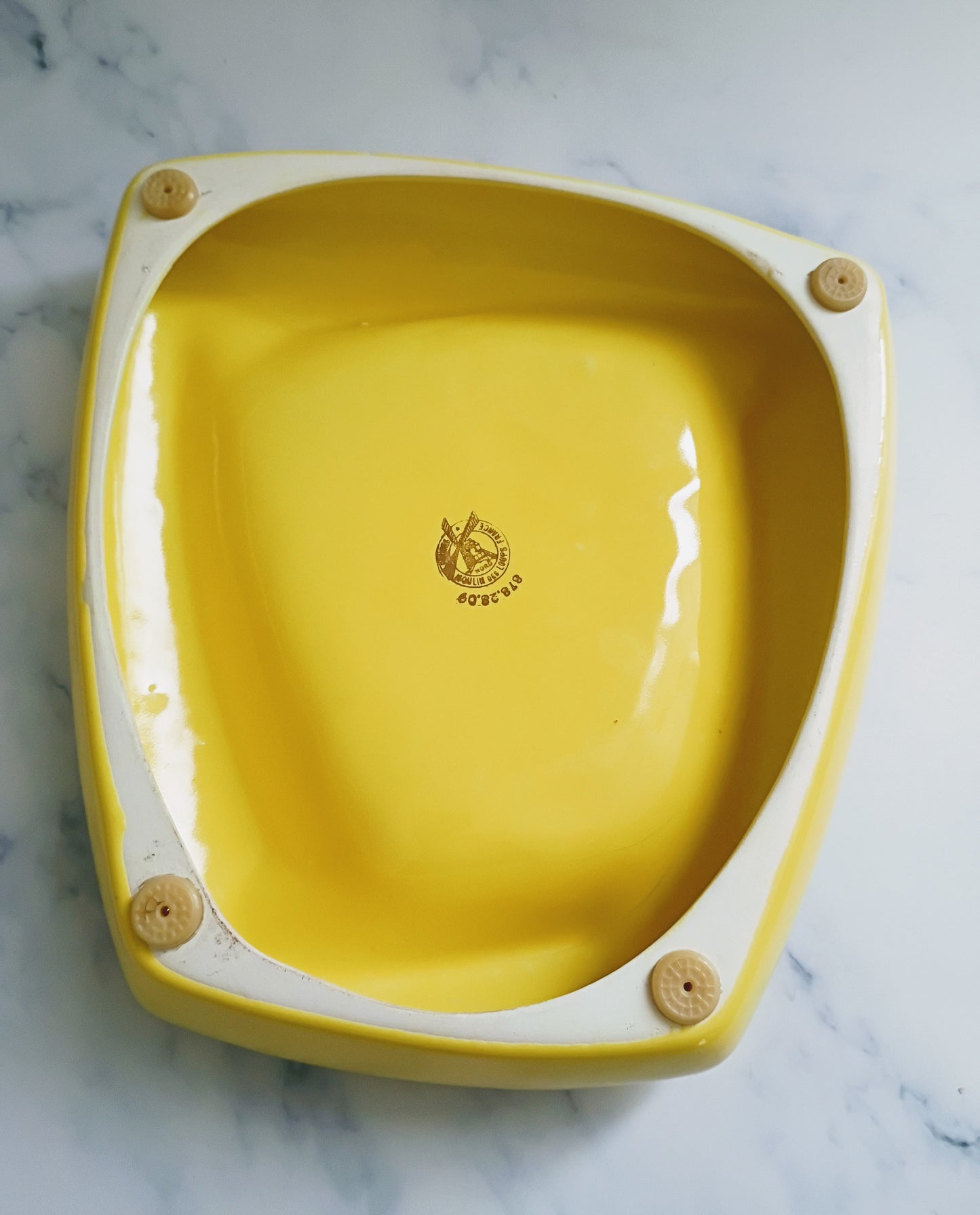 French Vintage Yellow Berger Large Ashtray