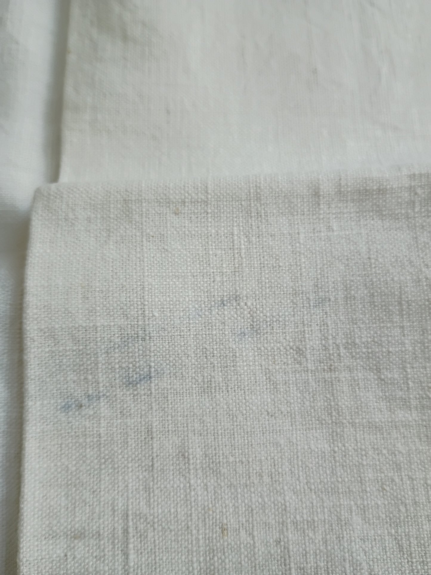 3 Vintage French Linen Tea Towels, Blue Red Stripe "MF" Monogram
