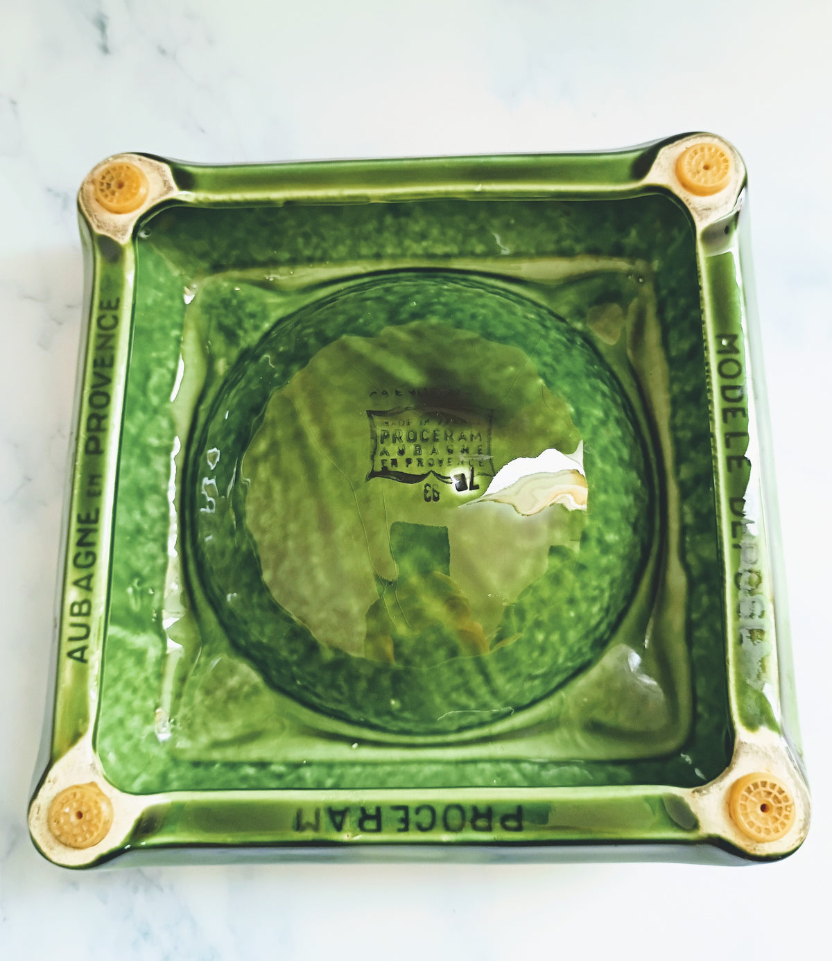 Vintage French Green Hine Cognac Large Ashtray