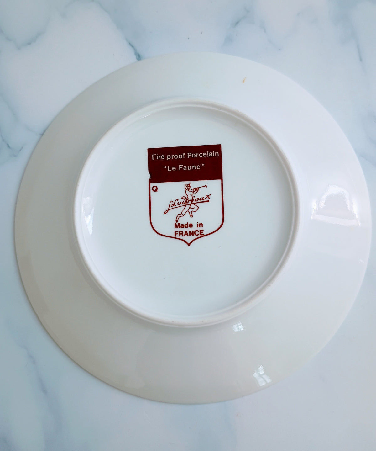 Vintage French Mid-Century Red Bistro Saucer 5"- Au Chat Qui Pêche