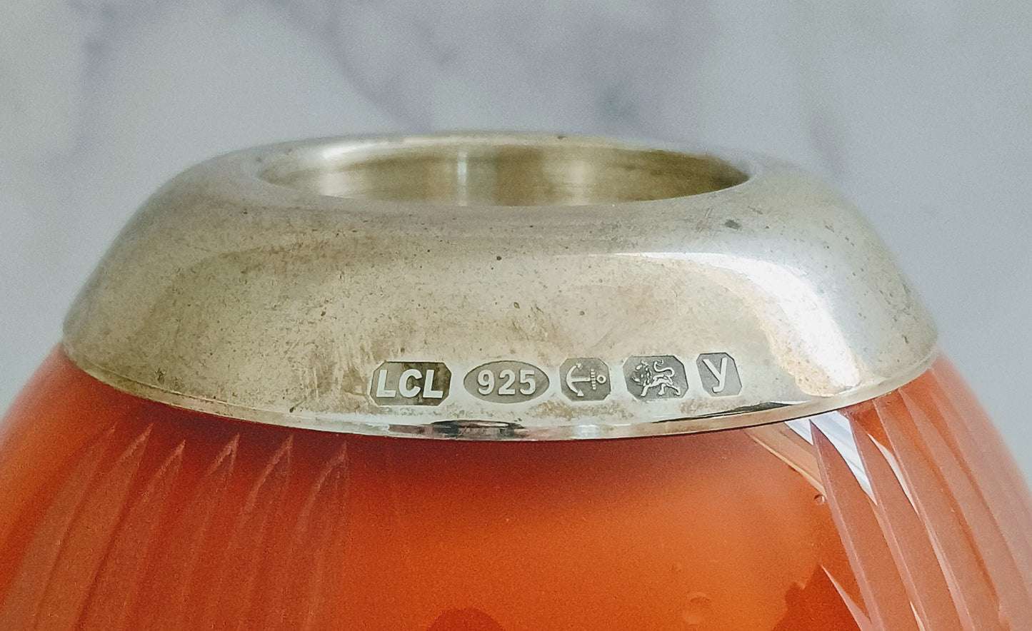 English Blush Cut Glass Large Match Striker