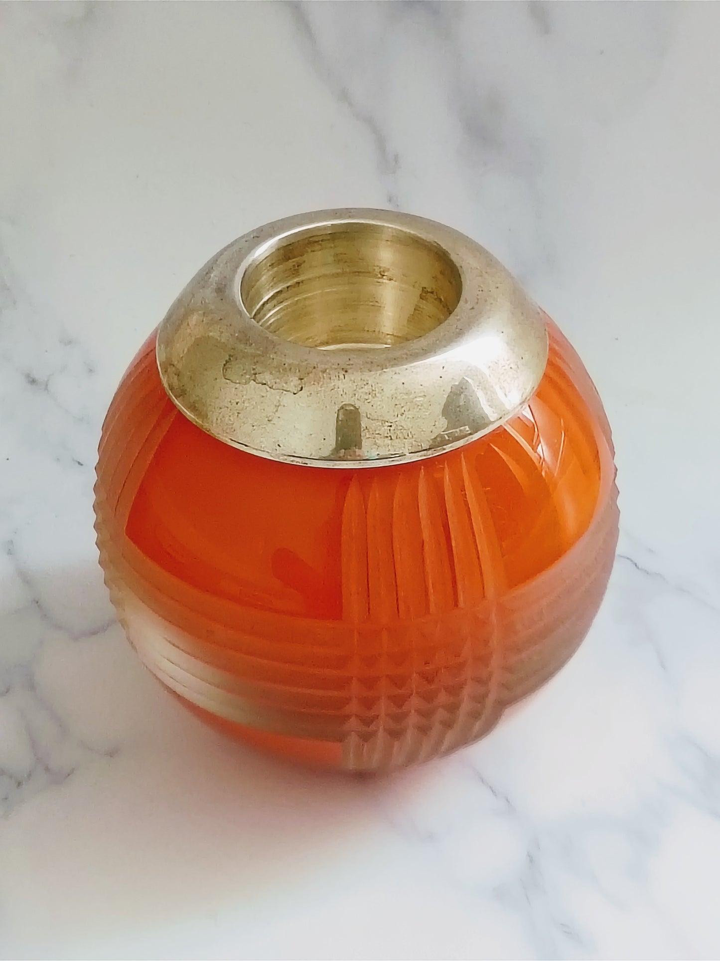 English Blush Cut Glass Large Match Striker