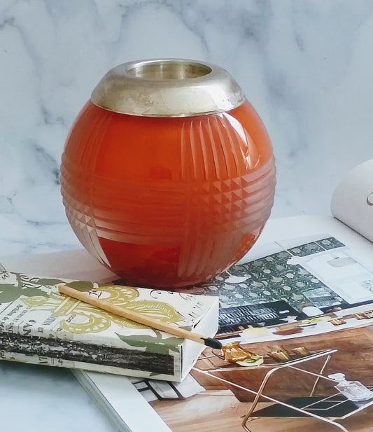 English Blush Cut Glass Large Match Striker