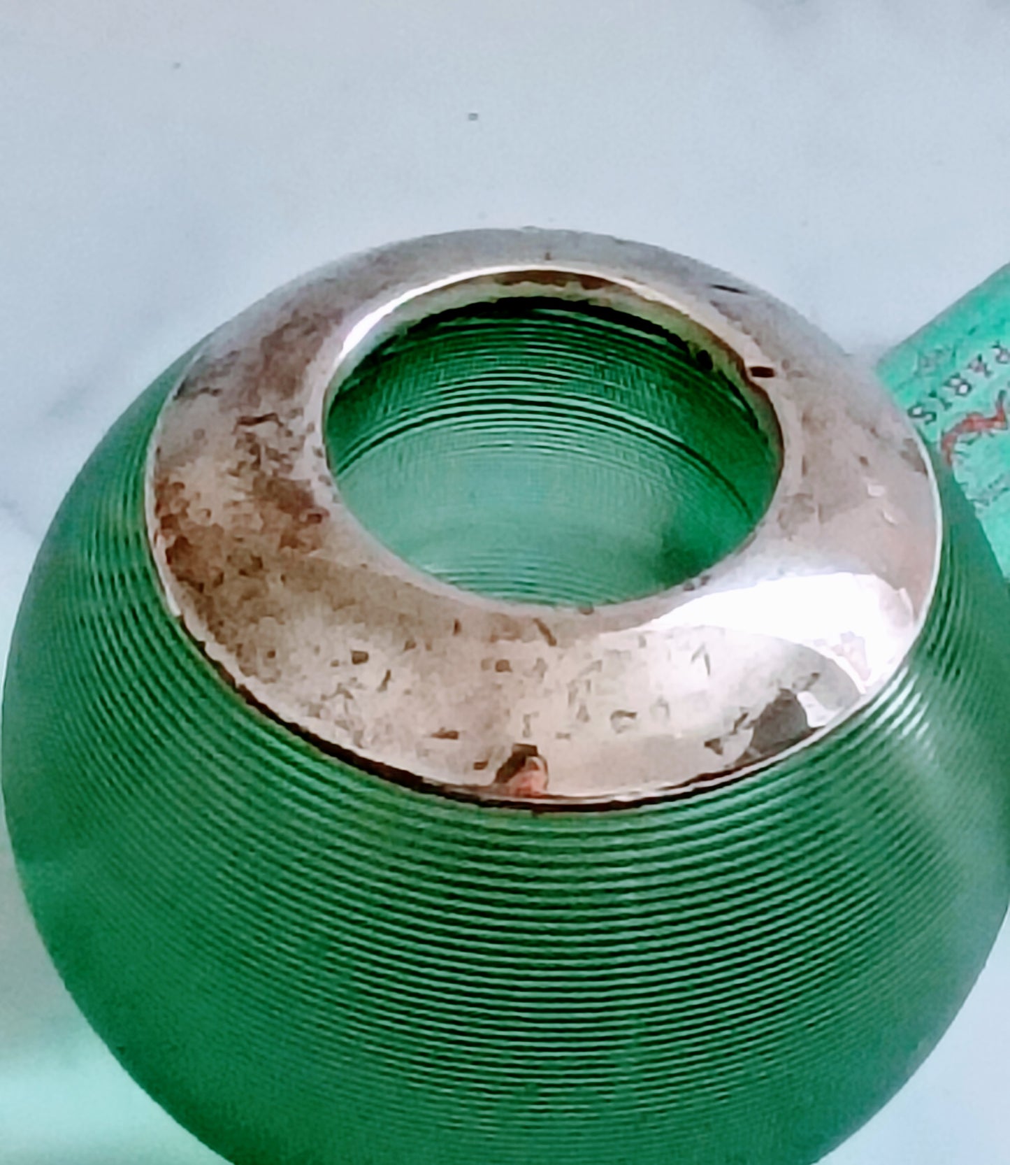 English Green Ribbed Glass Match Striker