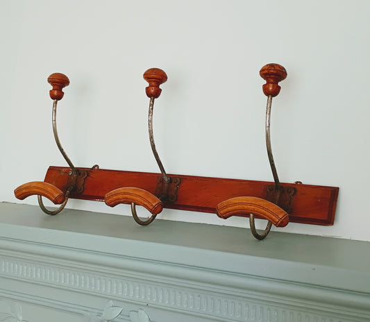 Antique French Bistro 3 Hook Coat Rack
