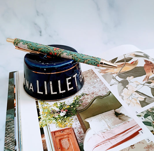 Vintage French Bistro Blue Kina Lillet Advertising Inkwell Pen Holder