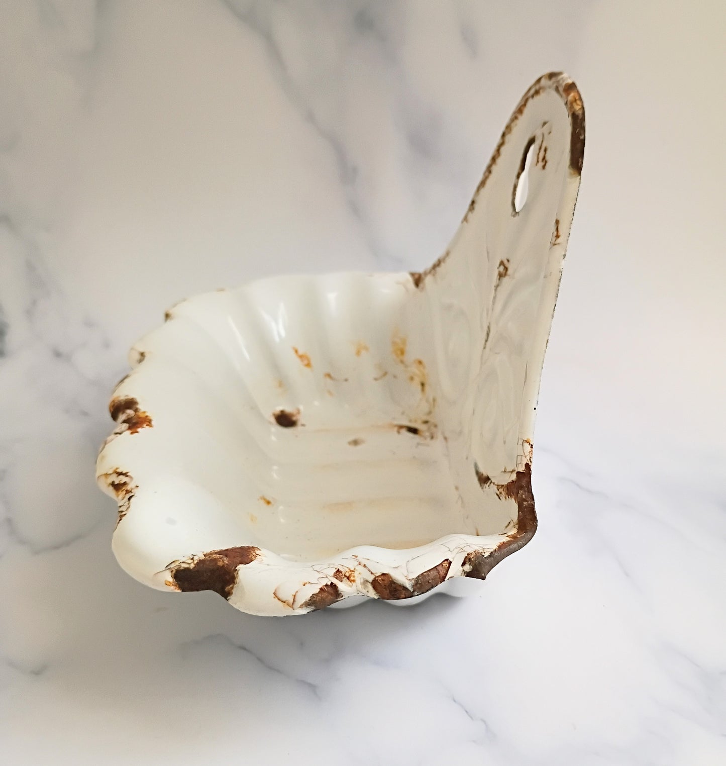 Vintage French White Enamel Soap Dish