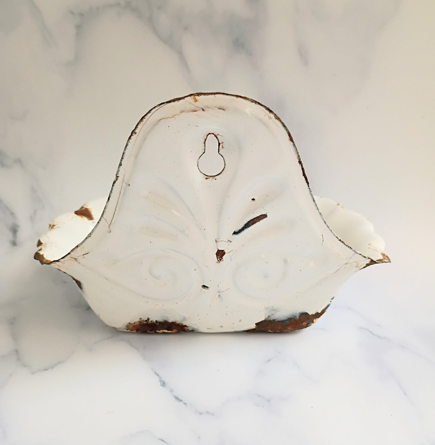 Vintage French White Enamel Soap Dish