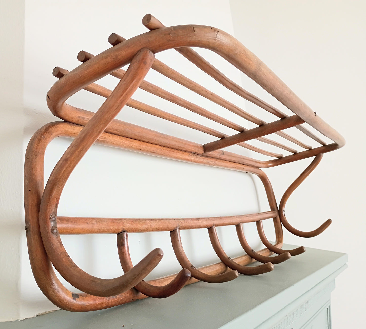 Antique Thonet Bentwood 7 Hook Coat Rack