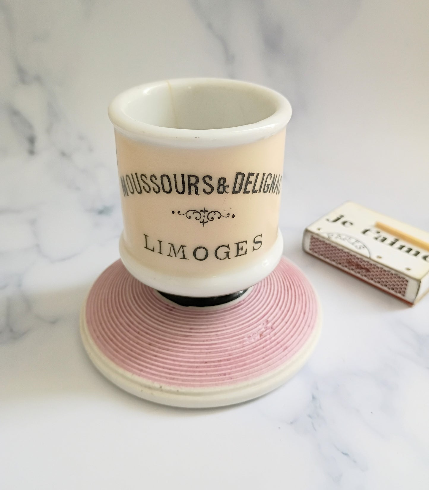 Vintage French Pink Moussours & Delignac Advertising Match Striker