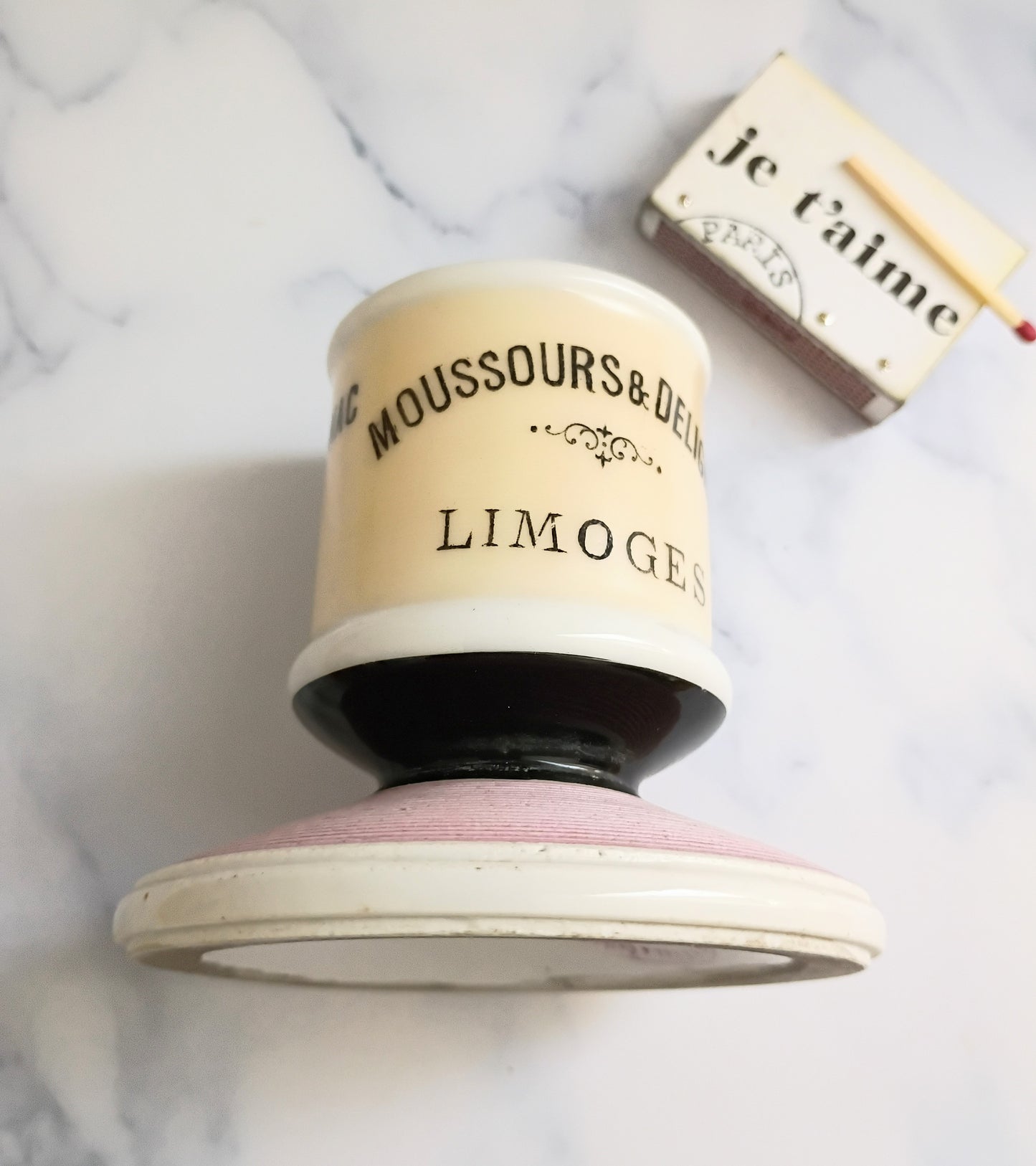 Vintage French Pink Moussours & Delignac Advertising Match Striker