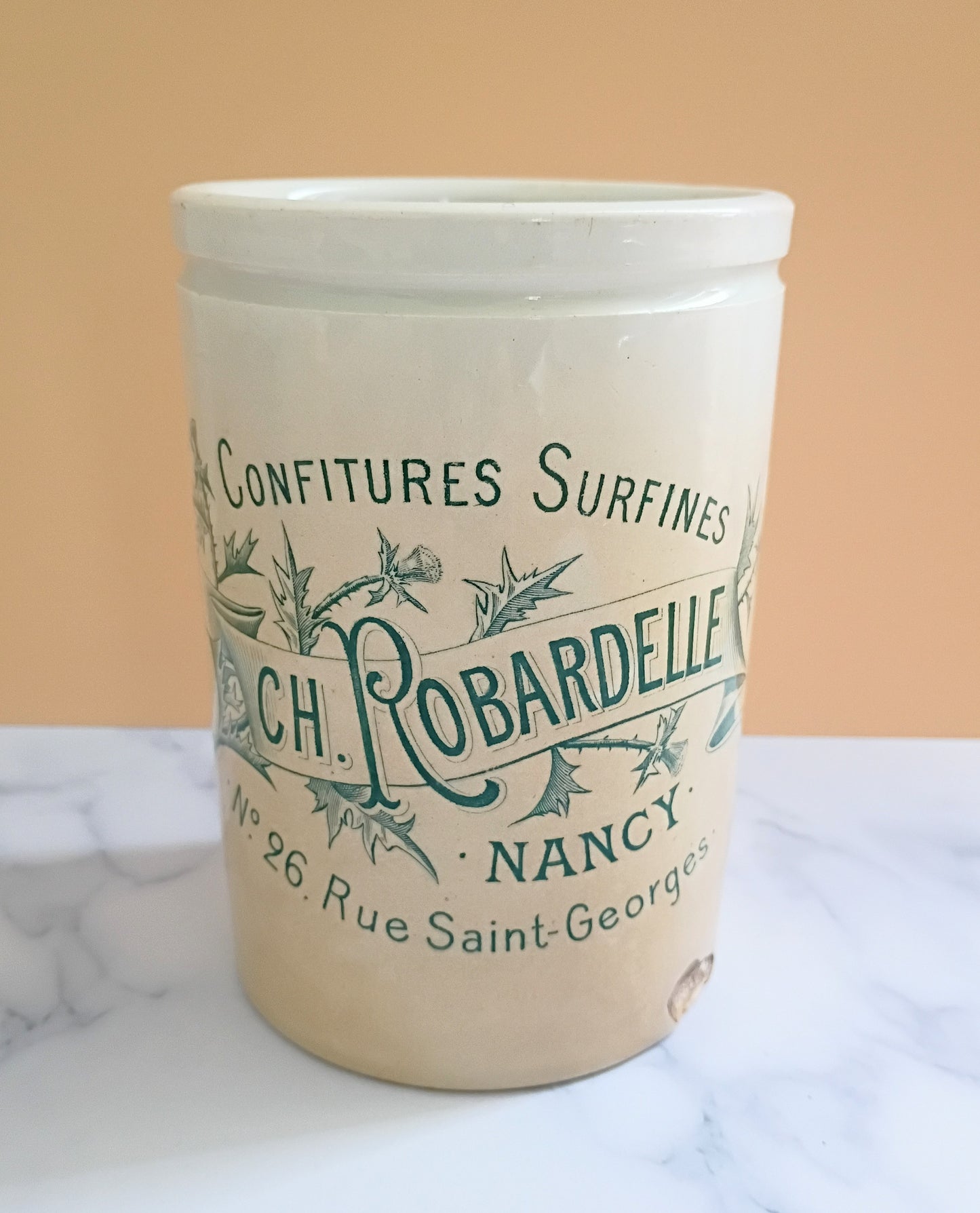 Antique French Robardelle Jam Ironstone Jar