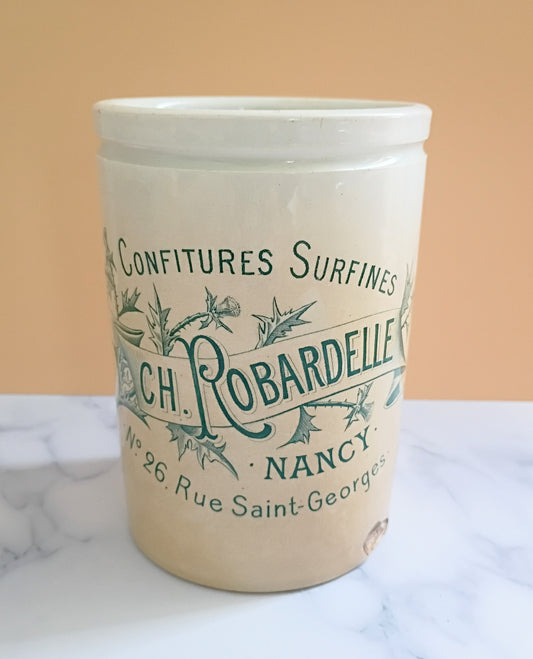 Antique French Robardelle Jam Ironstone Jar