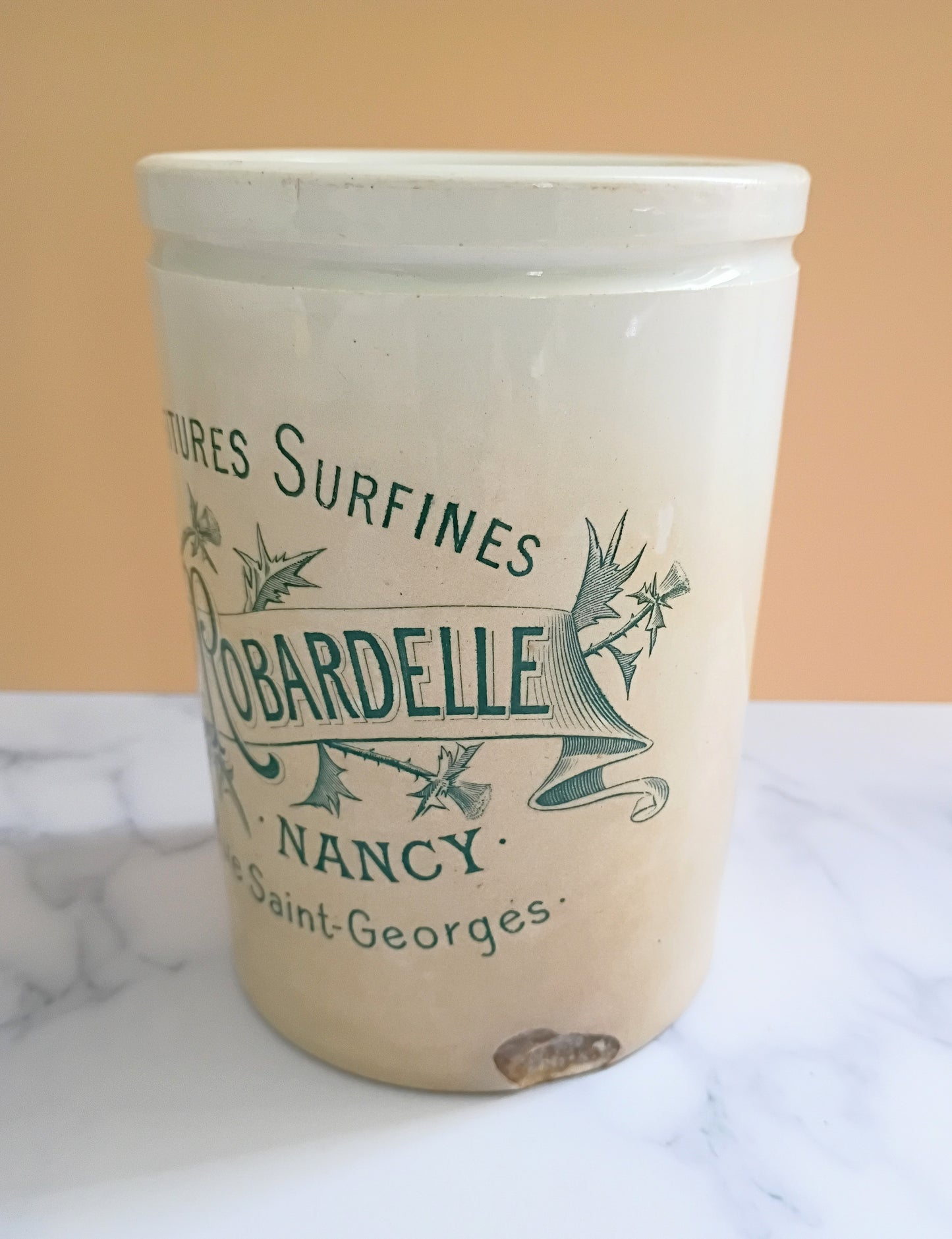 Antique French Robardelle Jam Ironstone Jar