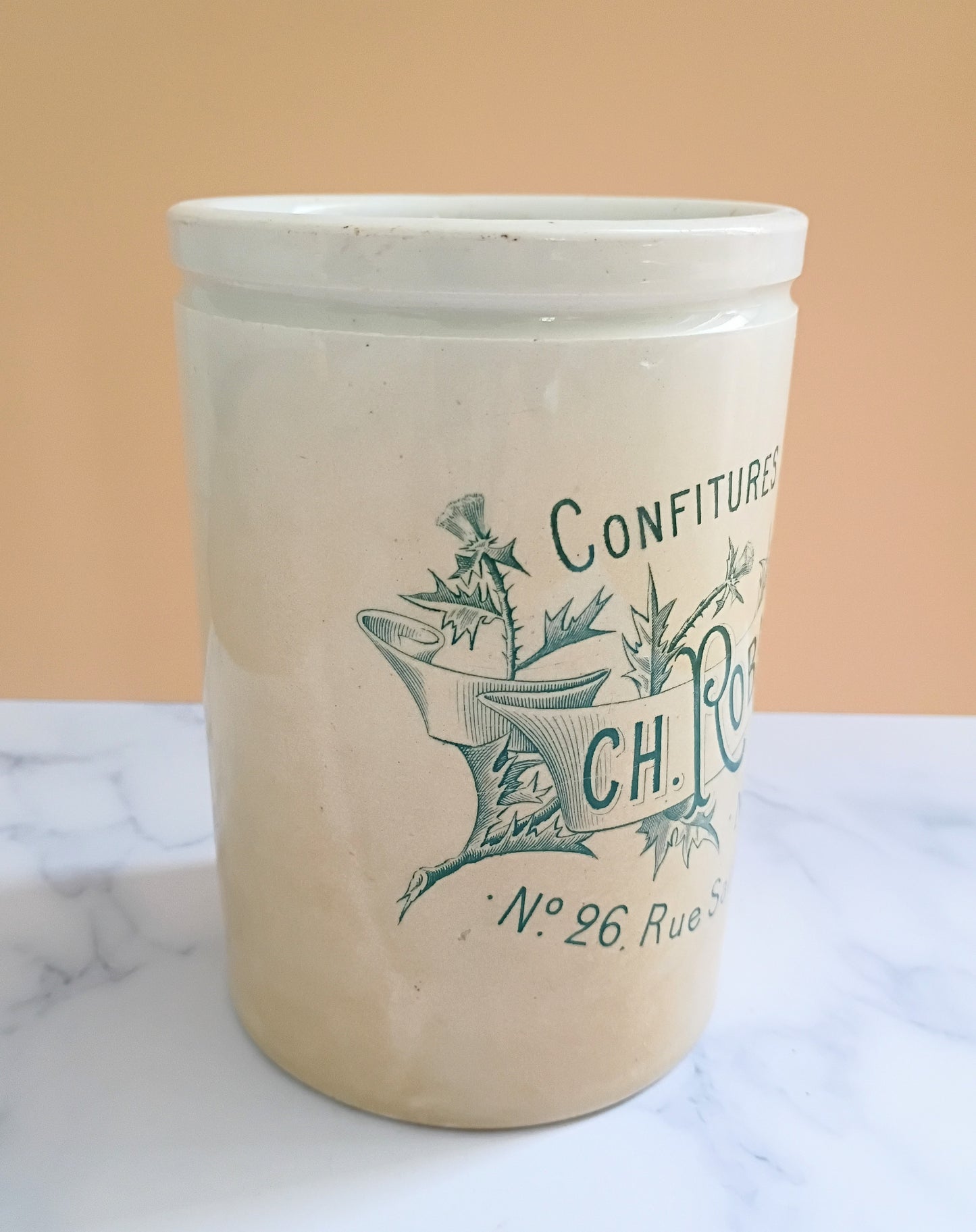 Antique French Robardelle Jam Ironstone Jar