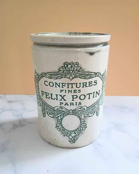 Antique French Felix Potin Jam Ironstone Jar