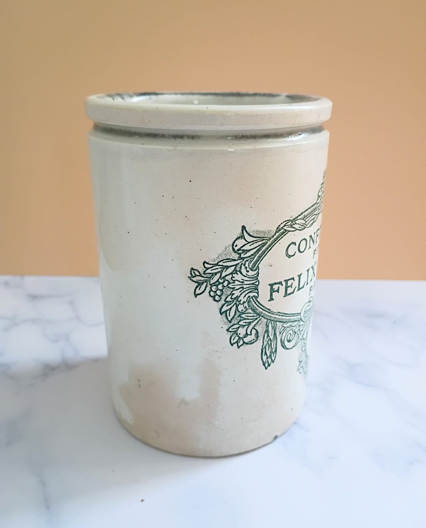 Antique French Felix Potin Jam Ironstone Jar