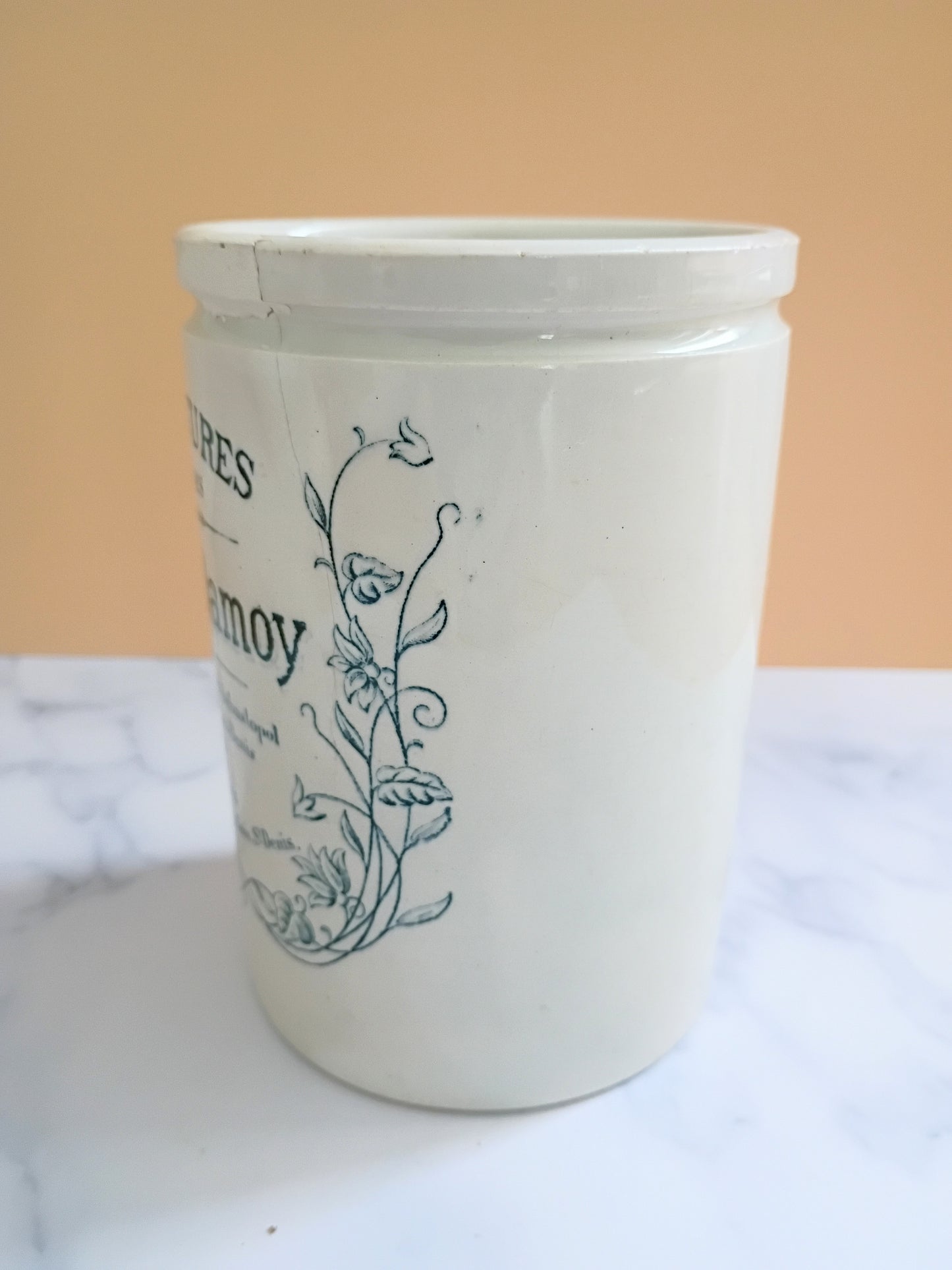 Antique French Julien Damoy Jam Ironstone Jar