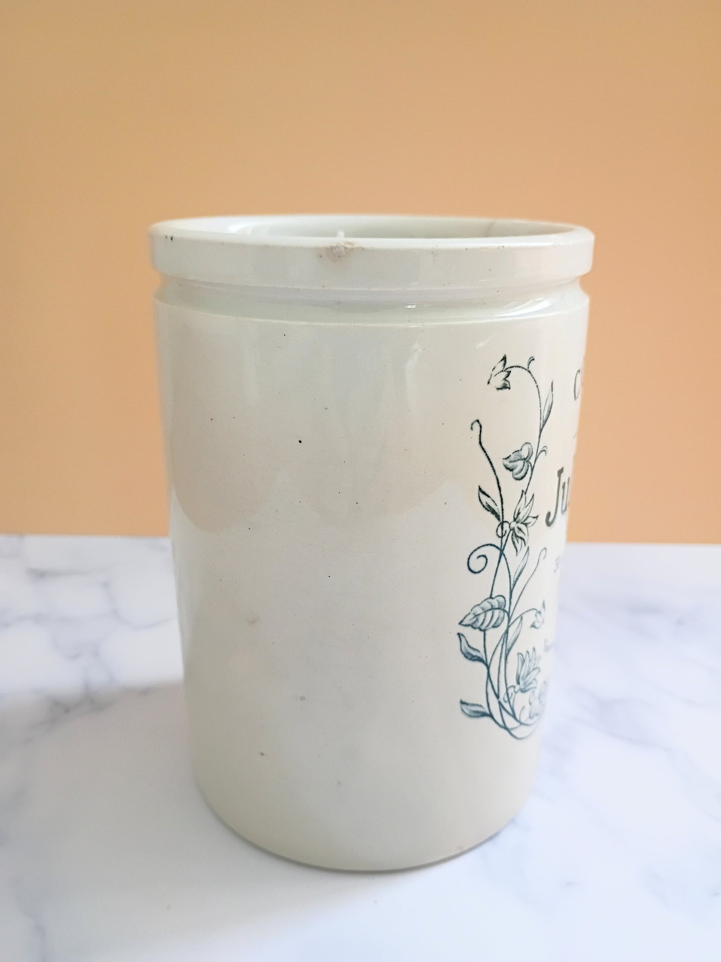 Antique French Julien Damoy Jam Ironstone Jar