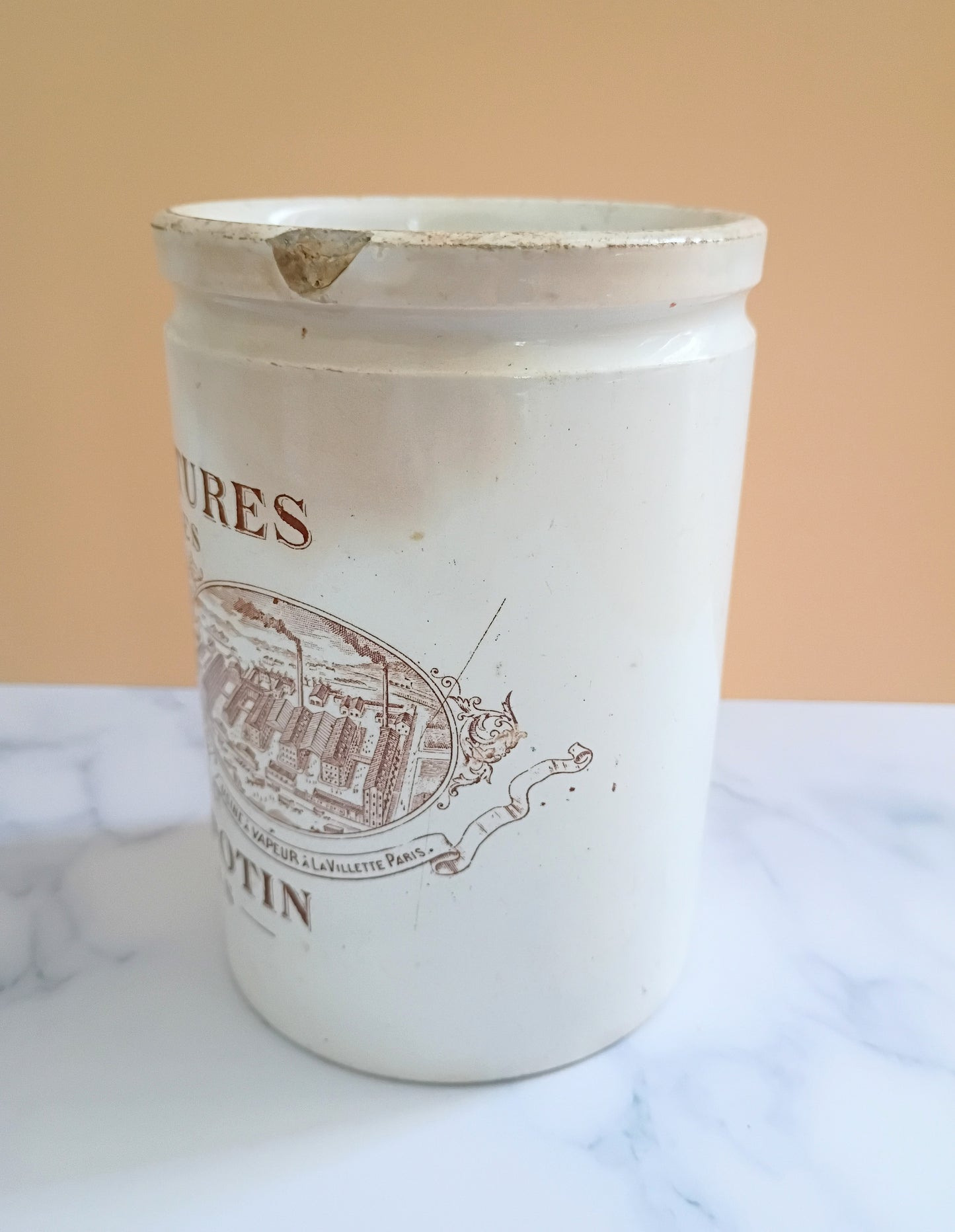Antique French Felix Potin Jam Ironstone Jar