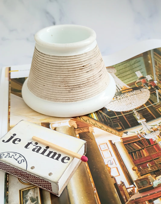 French Vintage White Ironstone Match Holder