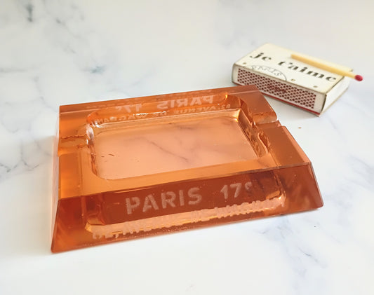 Vintage Paris Amber Glass Ashtray