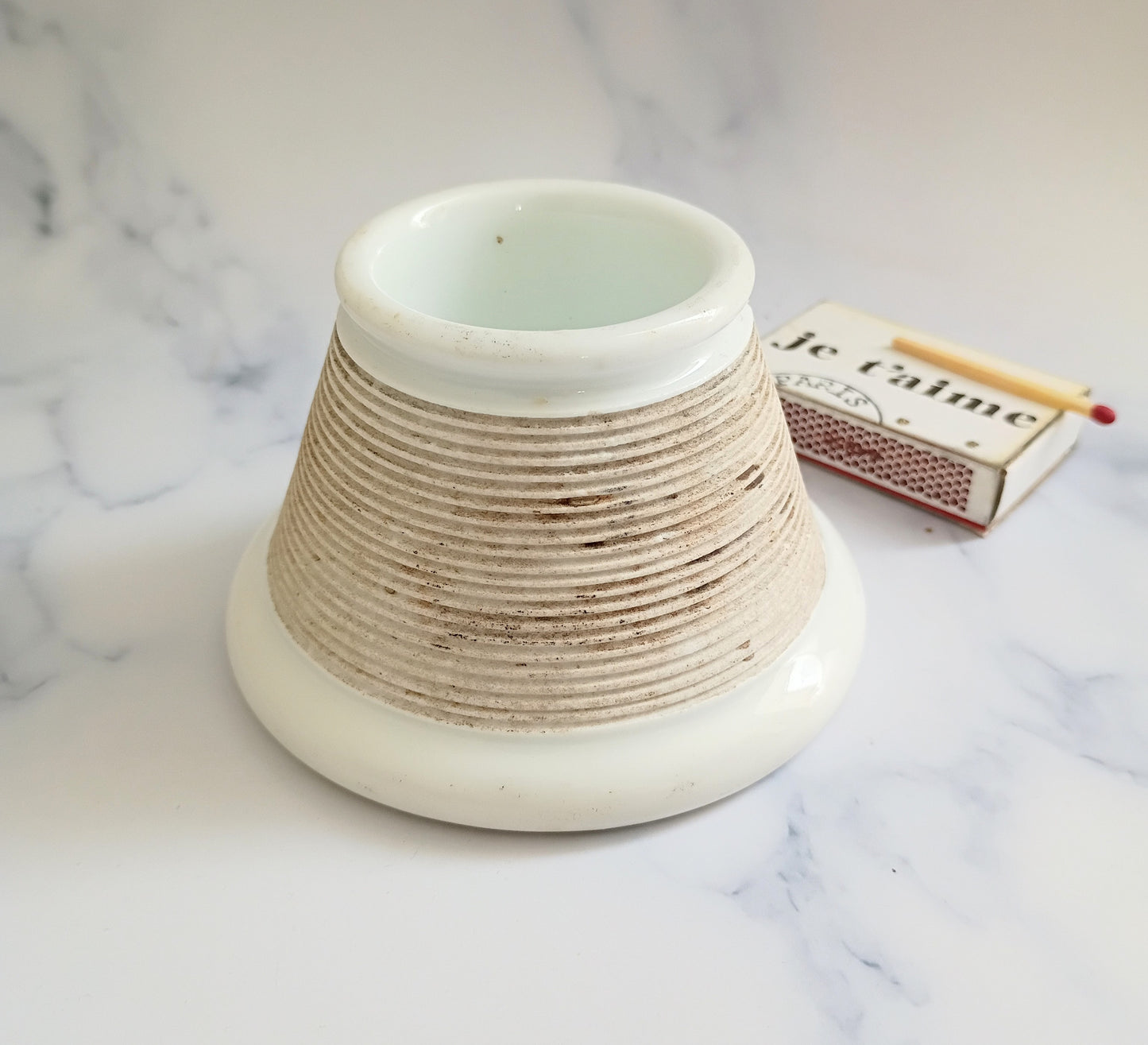 French Vintage White Ironstone Match Holder