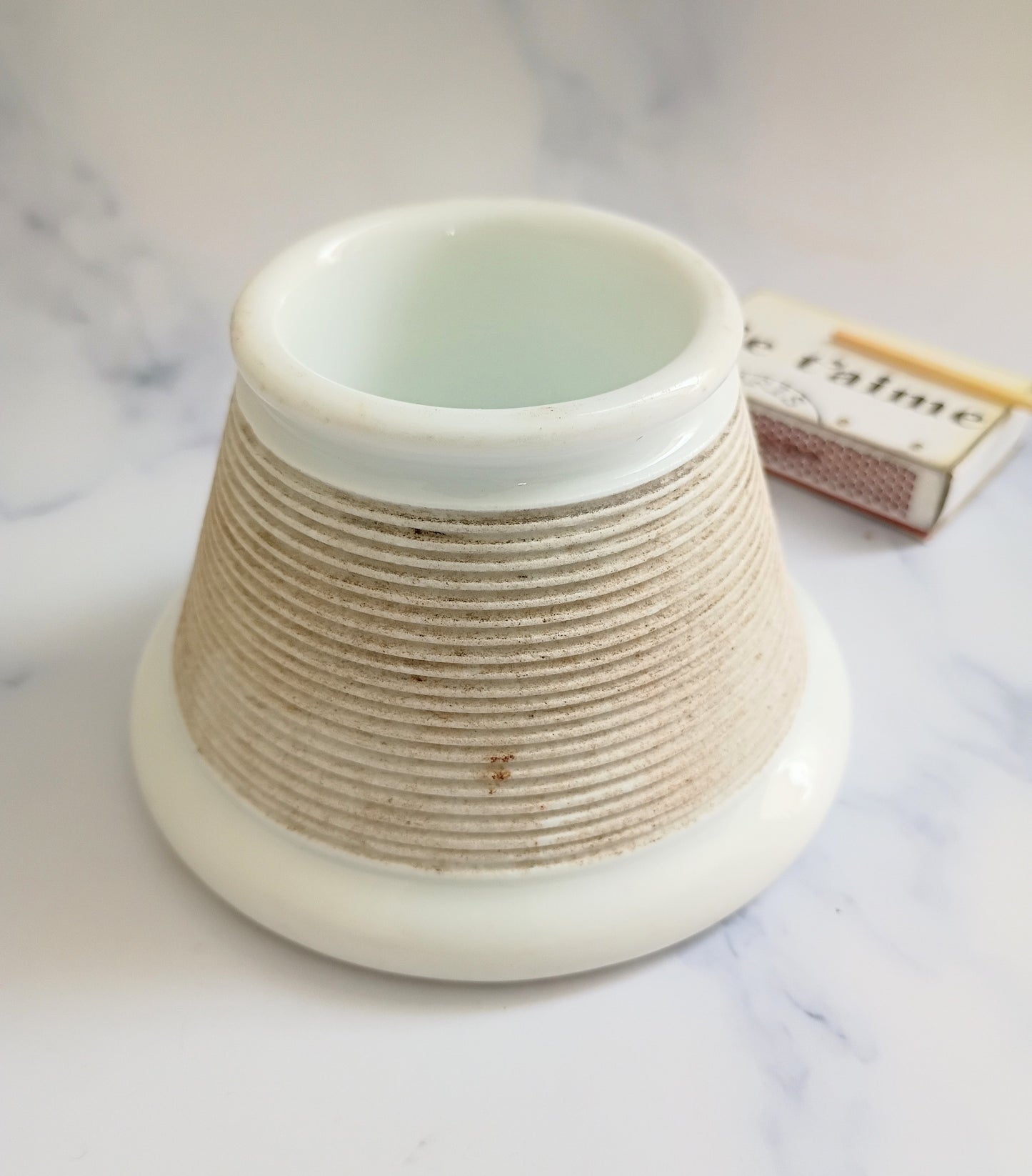 French Vintage White Ironstone Match Holder