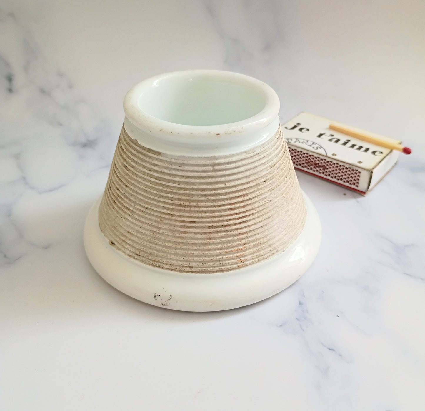 French Vintage White Ironstone Match Holder