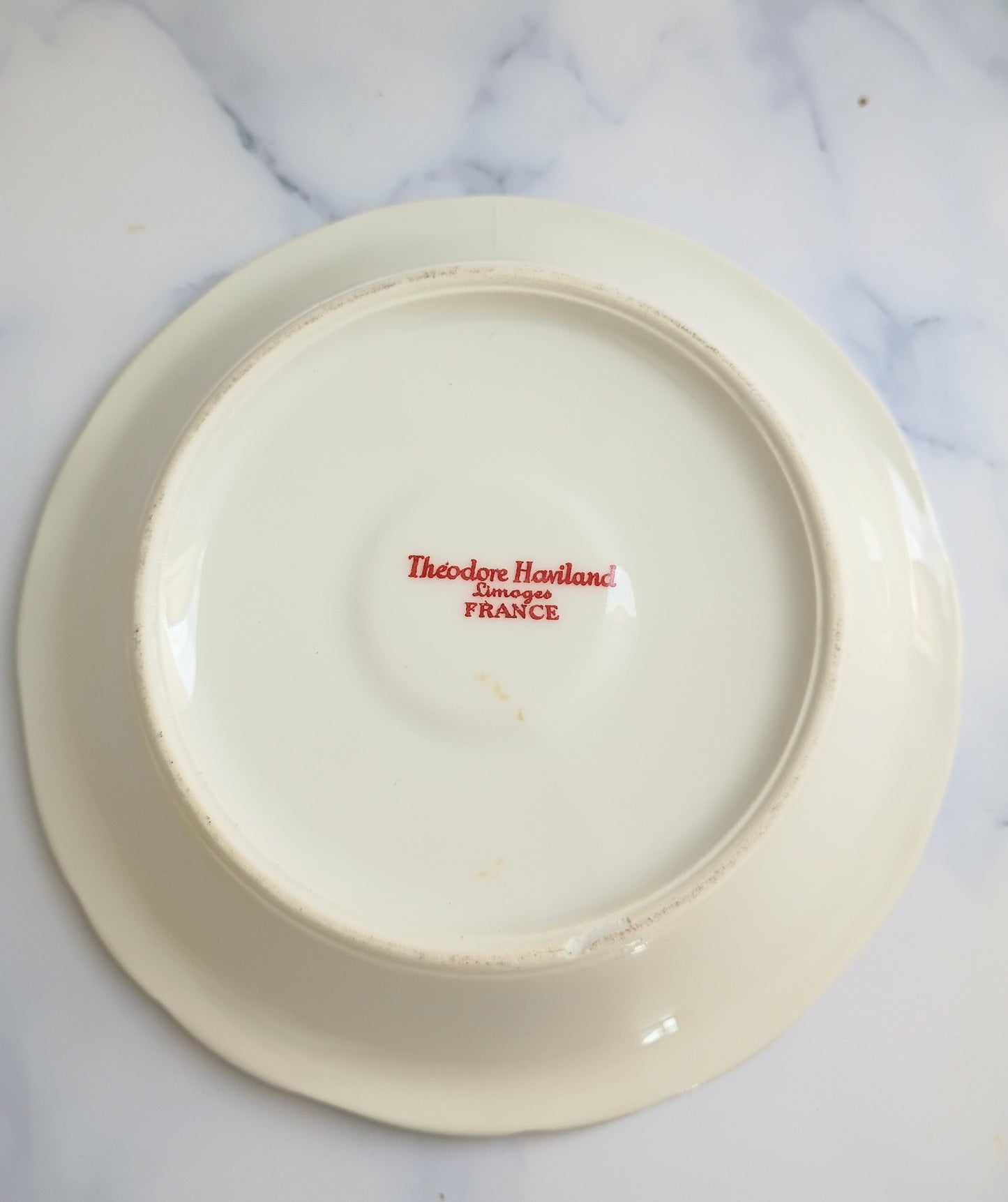 Vintage French Francs Peach Rim Tipping 5" Plate