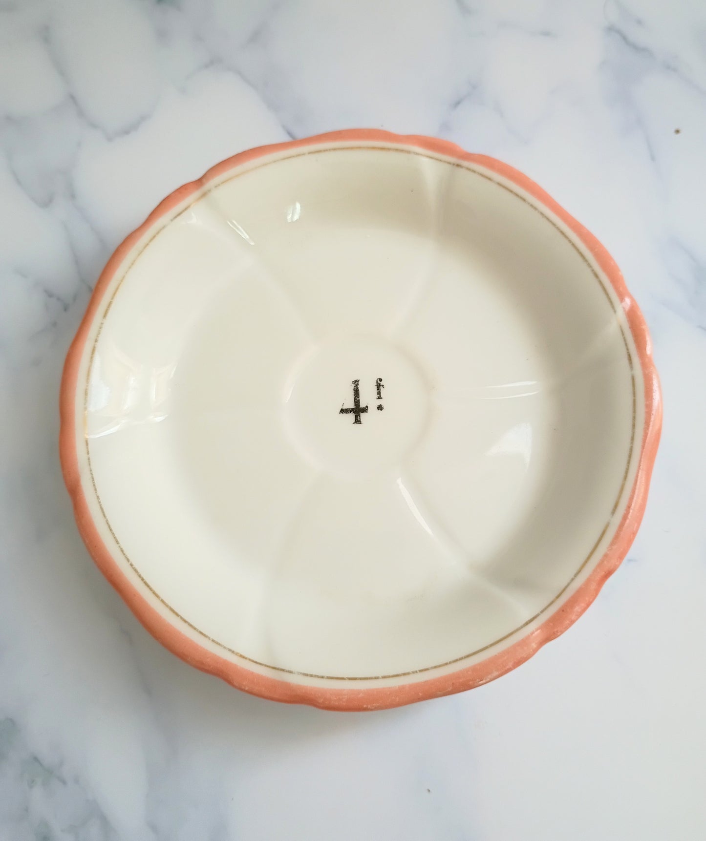 Vintage French Francs Peach Rim Tipping 5" Plate