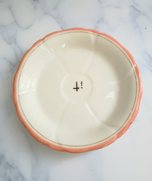 Vintage French Francs Peach Rim Tipping 5" Plate