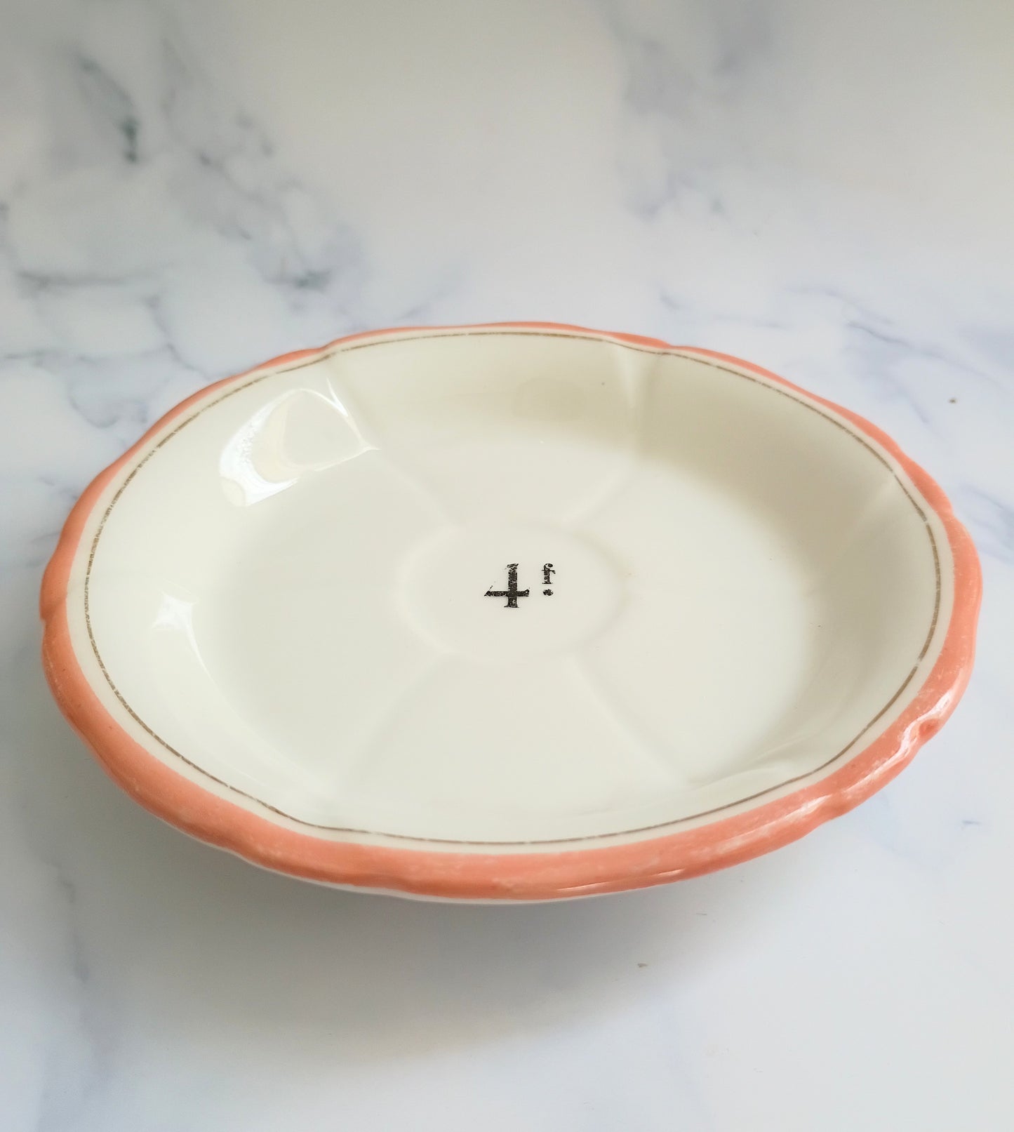 Vintage French Francs Peach Rim Tipping 5" Plate