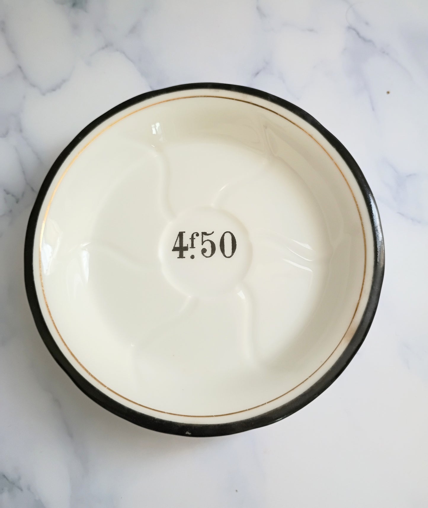 Vintage French Francs Black Rim Tipping 5" Plate