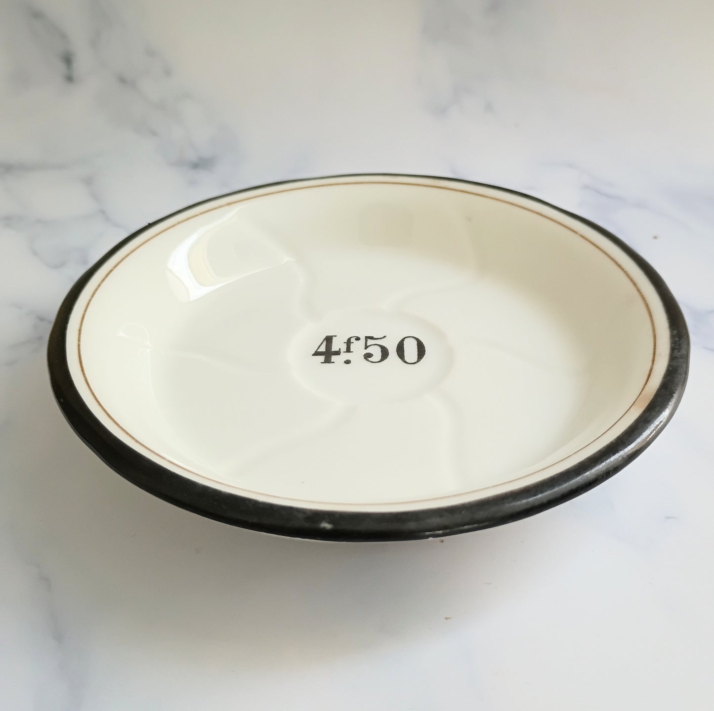 Vintage French Francs Black Rim Tipping 5" Plate