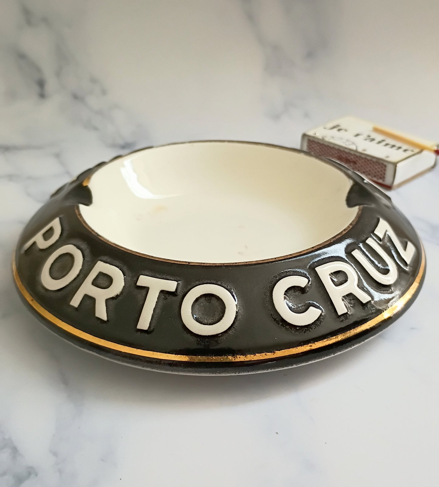 French Vintage Black Porto Cruz Ashtray