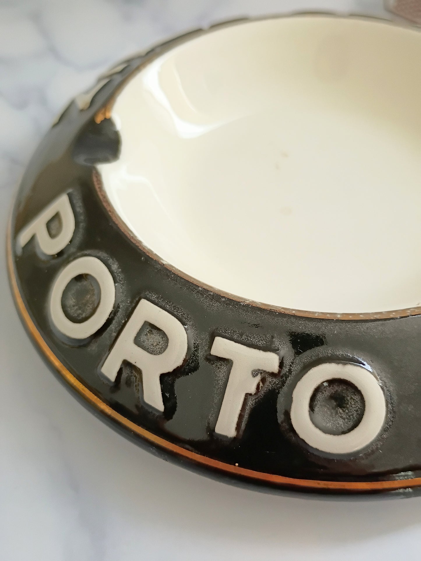 French Vintage Black Porto Cruz Ashtray