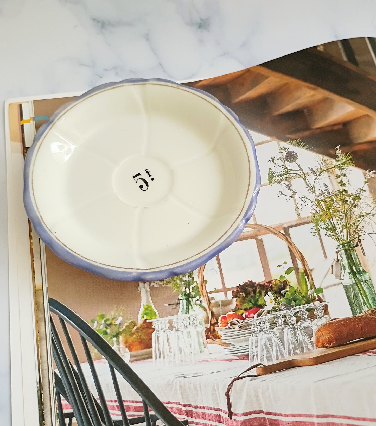 Vintage French Francs Purple Rim Tipping 4" Plate