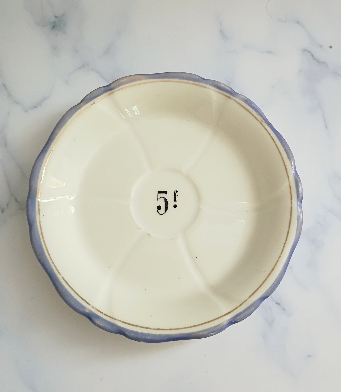 Vintage French Francs Purple Rim Tipping 4" Plate