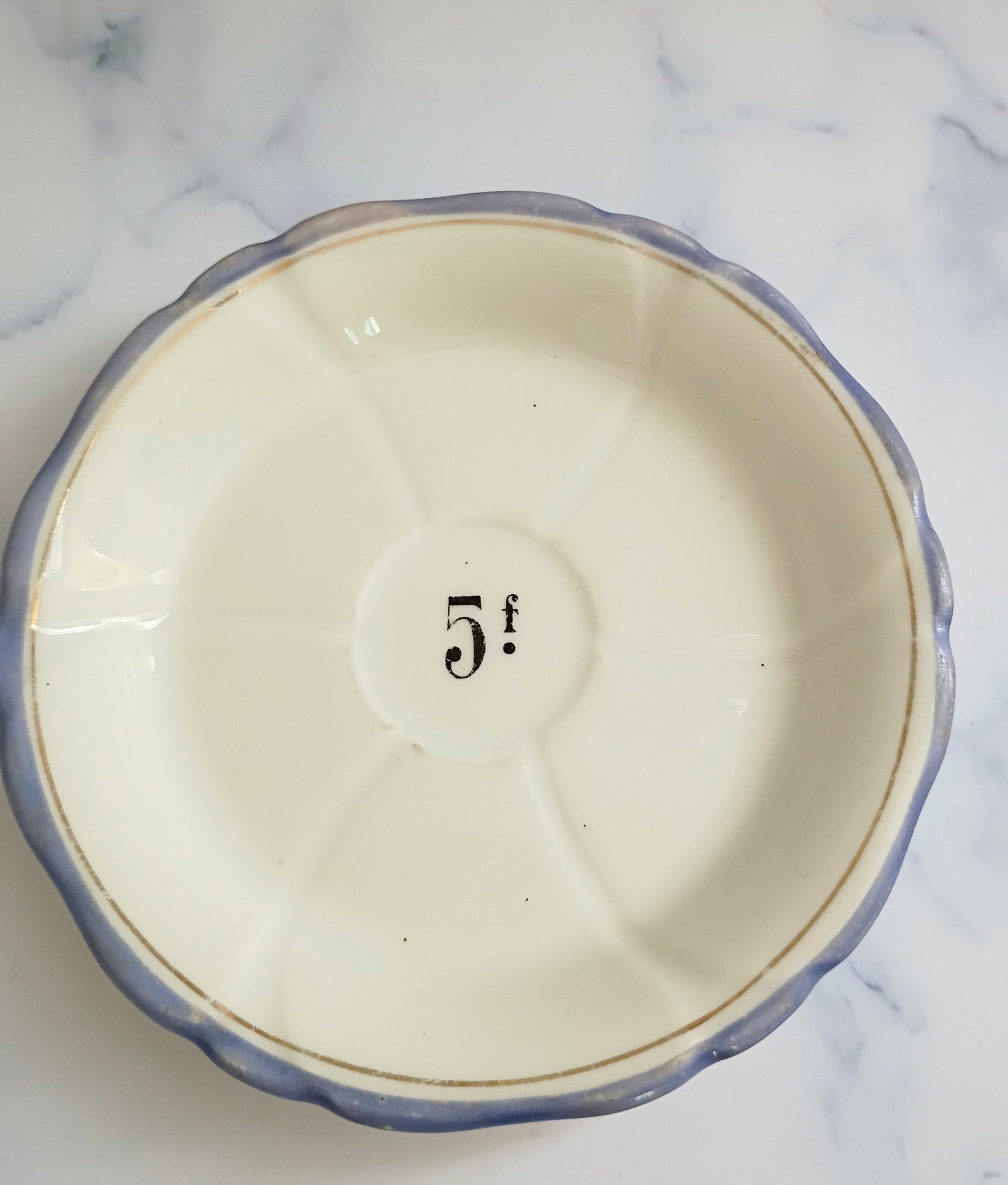 Vintage French Francs Purple Rim Tipping 4" Plate
