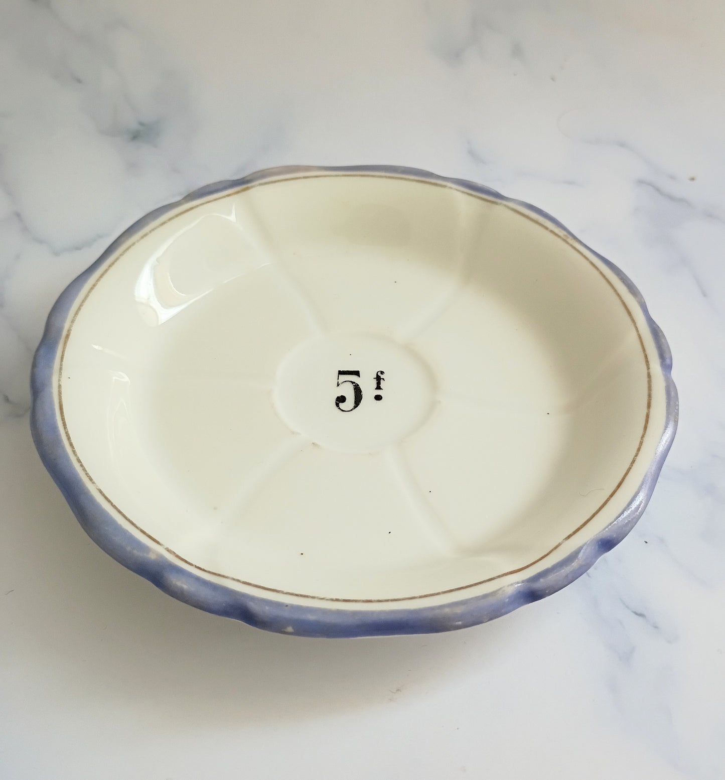 Vintage French Francs Purple Rim Tipping 4" Plate