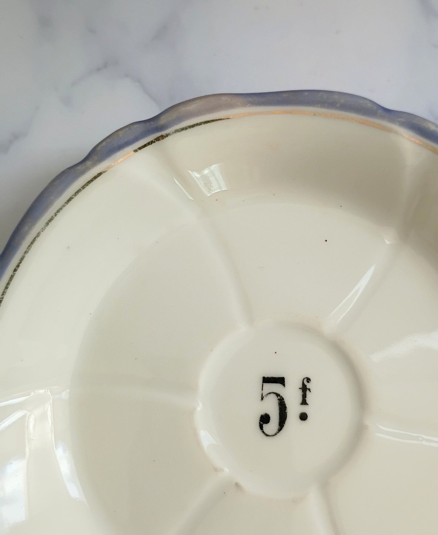 Vintage French Francs Purple Rim Tipping 4" Plate